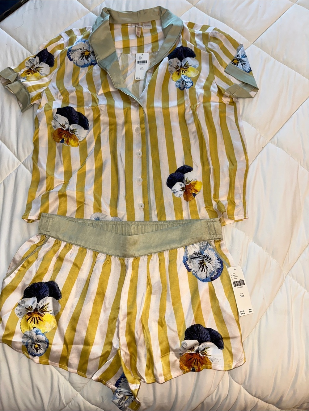 Lyrebird by Anthropologie silky 2 piece pajama set-gold